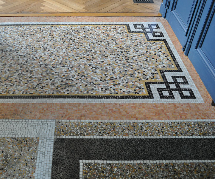 Marble Mosaic covering the floor of the entry hall